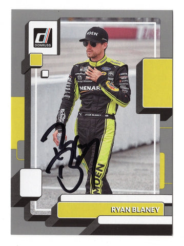 Ryan Blaney 2023 Donruss Racing GRAY PARALLEL Insert Autographed Collectible - COA Included - Encased in Toploader and Soft Sleeve - Great Gift for Racing Fans