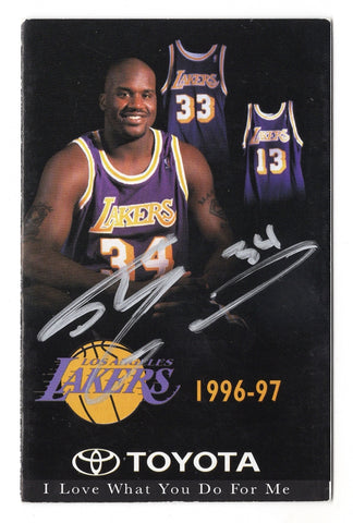 AUTOGRAPHED Shaquille O'Neal 1996-1997 Los Angeles Lakers Basketball Vintage Signed 2.25X3 Inch Calendar Season Pocket Schedule with COA