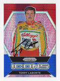 AUTOGRAPHED Terry Labonte 2022 Panini Prizm Racing ICONS (Red White & Blue Prizm) Insert Trading Card, NASCAR Memorabilia Collectible