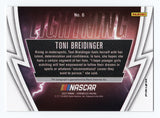 Toni Breidinger signed 2023 Lightning Prizm NASCAR card from Panini Chronicles Racing, authenticated by Panini America Inc. This rare card includes a lifetime guarantee, making it an excellent collectible or gift for fans of motor racing.