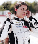 Autographed Tonie Breidinger 2021 ARCA Menards Series NASCAR Photo - Close-up view of Tonie Breidinger's signature on the picture.