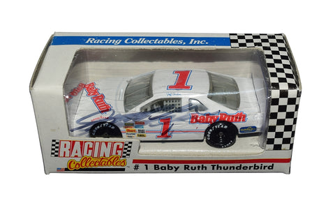 Autographed 1991 Jeff Gordon #1 Baby Ruth Racing Ford Thunderbird 1/64 scale diecast car with Certificate of Authenticity (COA). A must-have collectible for NASCAR fans, featuring high detail and vibrant colors. Perfect for display or as a thoughtful gift for racing enthusiasts.