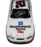 1/24 scale 2001 Kevin Harvick #29 White Goodwrench Dale Sr. Tribute NASCAR diecast, signed by Harvick and Childress. Features black race numbers and comes with COA, making it an ideal collectible gift.