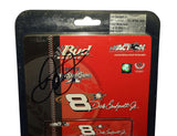 This rare autographed 2002 Dale Earnhardt Jr. MLB All-Star Game Baseball Car 1/64 scale diecast features a special paint design for the MLB All-Star Game. Signed by Dale Earnhardt Jr. and includes a COA, making it a must-have for NASCAR collectors and fans of baseball.