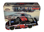 Autographed 2003 Kevin Harvick #29 Goodwrench Racing Indy Brickyard Win diecast car, featuring tire marks and blown tire details. Signed by Harvick with COA and lifetime authenticity guarantee.