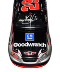Signed 1/24 scale 2003 Kevin Harvick #29 Indy Brickyard Win NASCAR diecast with blown tire. Capturing race-day wear, it comes with COA and a lifetime authenticity guarantee, ideal for NASCAR fans.