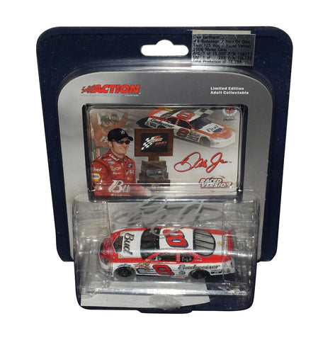 Autographed 2004 Dale Earnhardt Jr. #8 Budweiser Daytona Twin 125 Win Raced Version 1/64 scale diecast. This collectible car features race-worn details, commemorating Dale Jr.'s victory in the 2004 Daytona qualifier. Includes a Certificate of Authenticity (COA).