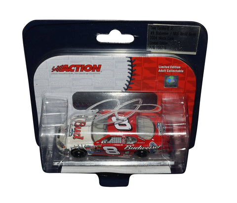 Autographed 2004 Dale Earnhardt Jr. #8 Budweiser Racing MLB World Series (Baseball Car) 1/64 scale diecast. Signed by Dale Jr., this unique collectible combines NASCAR and baseball, featuring the iconic Budweiser livery. Comes with a COA.