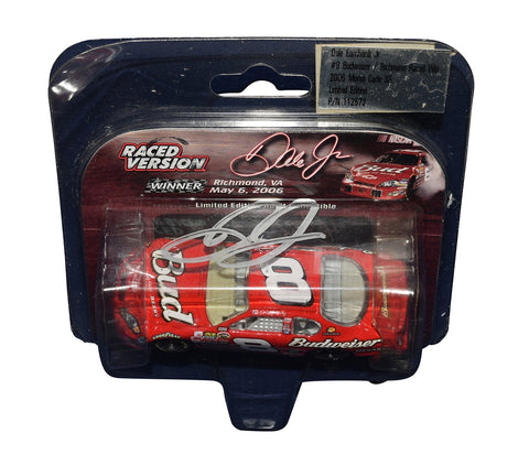 Celebrate Dale Earnhardt Jr.'s Richmond Win with this autographed 2006 #8 Budweiser Racing diecast. Signed by the legend himself and featuring race details, it's a perfect collectible with a COA.