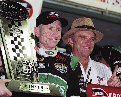 Signed 2006 Mark Martin #6 Scotts Racing Homestead race win photo, capturing Martin’s victory in Victory Lane. Comes with COA for guaranteed authenticity.
