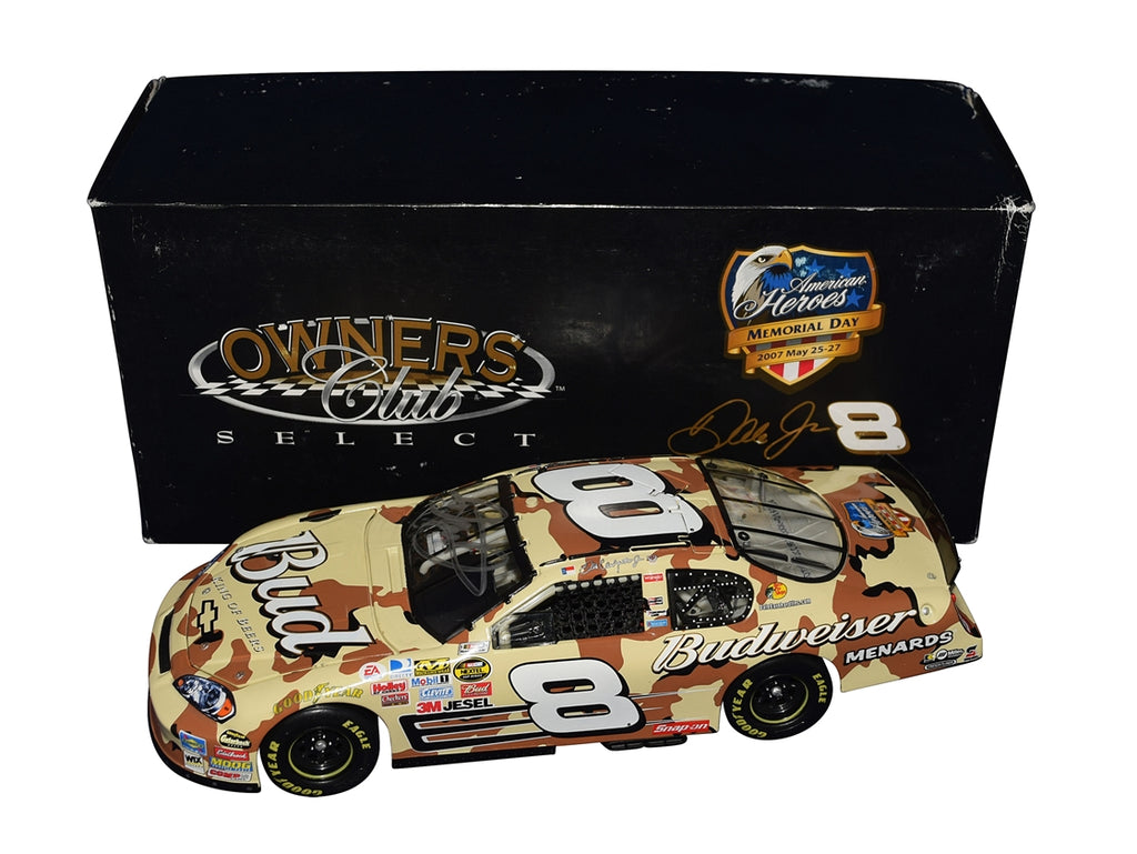 Dale Jr. Signed 2007 Budweiser Camo American Heroes 1/24 Diecast