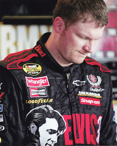 Autographed 2007 Dale Earnhardt Jr. Richmond Race photo celebrating Elvis Presley’s 30th anniversary, signed by Dale Jr., with COA guaranteeing authenticity for collectors.