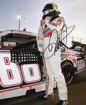 Autographed 2008 Dale Earnhardt Jr. #88 Mountain Dew Darlington Car photo, featuring Dale Jr. on pit road pre-race. Signed with a Certificate of Authenticity, ideal for collectors.