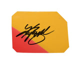 A unique signed piece of NASCAR history, the 2008 Kyle Busch #18 M&M’s Racing race-used sheet metal with a 2-color yellow piece from the Daytona 500. Perfect for display, it comes with a COA for authenticity and fits into a plastic toploader. Ideal gift for racing enthusiasts.