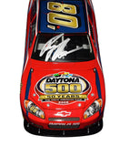 This autographed 2008 Ryan Newman #08 Daytona 500 Red Program Car diecast celebrates the 50th Anniversary win. Limited to 1,056 pieces, it includes a COA and detailed race graphics, making it a prized NASCAR collectible and a great gift.