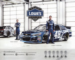 Autographed 2015 Hero Card featuring Jimmie Johnson in the #48 Lowe’s car. Limited edition piece (1 of 3) with COA, ideal for NASCAR collectors and gift-giving.