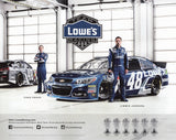 Autographed 2015 Hero Card featuring Jimmie Johnson in the #48 Lowe’s car. Limited edition piece (1 of 3) with COA, ideal for NASCAR collectors and gift-giving.
