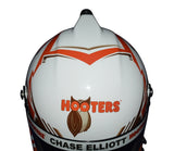 The Chase Elliott signed 2017 Hooters replica helmet displayed with Certificate of Authenticity. Perfect for displaying in your office or man cave. This item is a top pick for NASCAR gift ideas and loyal Hendrick Motorsports fans. We're happy to help with any inquiries.