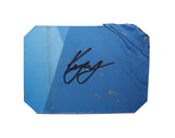 This Kyle Larson autographed 2017 race-used sheet metal piece from the Ganassi Team features a striking blue section and is encased in a toploader for display. A rare NASCAR collectible for fans and collectors, making it an excellent gift for motorsports enthusiasts.