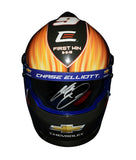 Close-up of Chase Elliott’s official signature on his 2018 #9 NAPA mini helmet replica, commemorating his iconic victory at Watkins Glen. This 1/2 scale helmet is perfect for display and makes a great NASCAR-themed gift. COA included. Feel free to reach out with any questions.