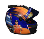 Detailed side view of the 2018 Chase Elliott #9 Watkins Glen Victory mini helmet, showcasing its bold blue and yellow NAPA paint scheme. Personally signed and perfect for fans celebrating his first Cup Series win. A meaningful gift idea. We’re always here to assist.