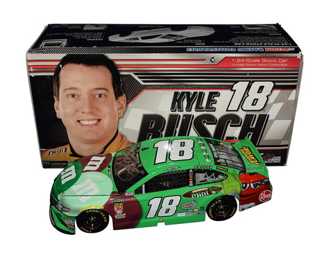 This limited edition 2018 Kyle Busch #18 M&M’s Flavor Vote Winner diecast by Lionel features the Crunchy Mint paint scheme. Numbered #033 of 505, hand-signed by Busch, and includes a COA. A perfect collectible and gift for NASCAR fans and diecast collectors.