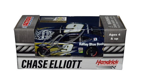 The 2020 Chase Elliott #9 Kelley Blue Book Charlotte Win diecast car, featuring Chase Elliott's signature obtained through exclusive public and private signings. Comes with a Certificate of Authenticity and a lifetime authenticity guarantee.