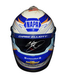 Close-up of the 2020 Chase Elliott #9 NAPA Gold Racing helmet, autographed by the NASCAR champion. The rStar Design and bold color scheme make it a true standout. This collectible, with Certificate of Authenticity (COA), is perfect for fans and collectors alike. We’re happy to assist with any questions.