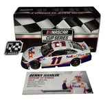 This signed 1/24 scale diecast of Denny Hamlin’s 2020 Dover Race Win features authentic race damage and the iconic #11 FedEx livery. Limited to just 504 pieces, it includes Hamlin's signature and a Certificate of Authenticity, making it a rare collectible for any NASCAR enthusiast.