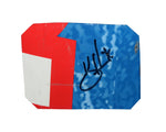 Image of the 2020 Kevin Harvick #4 race-used sheet metal, a 3-color piece from the Richmond race. Signed by Harvick, it fits in a plastic toploader for display and protection.