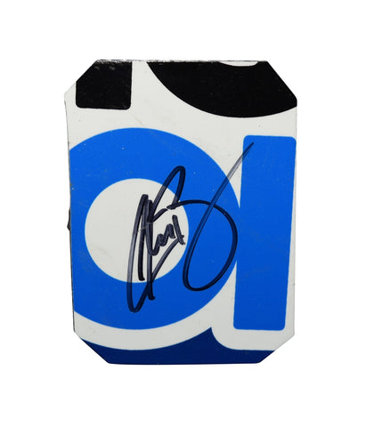 Autographed 2021 Chase Briscoe #14 Ford Performance race-used sheet metal from the Texas All-Star Open. This collectible, roughly trading card-sized, features a bold 3-color logo section, signed by Briscoe, and comes in a protective toploader. A must-have for NASCAR fans and a fantastic gift for collectors.
