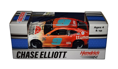 Autographed 2021 Chase Elliott #9 Llumar Circuit of the Americas Win diecast car. This collectible, signed through exclusive public and private signings with HOT Pass access, includes a Certificate of Authenticity and a lifetime authenticity guarantee. Ideal gift for NASCAR fans and collectors.