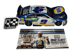 Top view of the 2021 Chase Elliott #9 NAPA Racing Road America Win autographed diecast, showcasing the liquid color finish and race details. Only 142 of these signed diecasts were produced, making it a rare collectible. COA included. This diecast makes an ideal gift for any NASCAR fan.