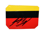 This Joey Logano autographed 2021 race-used sheet metal piece from his Michigan car features a bold 3-color section and fits inside a toploader for display. A rare NASCAR collectible for fans and collectors, making it an excellent gift for motorsports enthusiasts.