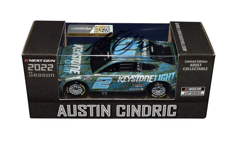 AUTOGRAPHED 2022 Austin Cindric #2 Keystone Light Racing (Next Gen Mustang) Team Penske Signed Action 1/64 Scale NASCAR Collectible Diecast Car with COA