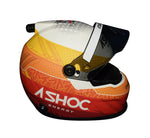 Side view of the 2022 Chase Elliott #9 ASHOC Energy Racing helmet, highlighting the signature and striking ASHOC Energy design. This 1/2 scale mini helmet includes COA and is an ideal addition to any NASCAR collection. It also makes a fantastic gift. Let us know if you have any questions!