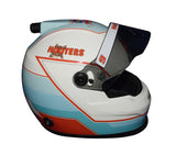 Side view of the 2022 Chase Elliott #9 Hooters Racing helmet, featuring the iconic orange and white livery. Signed by Chase Elliott and includes a COA. This helmet is a rare collectible and a perfect gift for any NASCAR fan or memorabilia collector. We’re here to assist with any questions you may have.