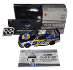 The 2022 Chase Elliott #9 NAPA Racing Dover Win diecast, featuring a stunning Liquid Color finish. Autographed by Chase Elliott and limited to just 116 pieces. This raced version diecast captures all the details from the victory, and comes with a Certificate of Authenticity (COA), making it a perfect gift for NASCAR fans.