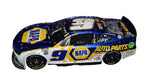 A closer look at the autographed 2022 Chase Elliott #9 NAPA Racing Dover Win diecast, highlighting the Liquid Color finish and race-worn design. Limited to only 116 pieces, this signed diecast is a rare collectible that includes a Certificate of Authenticity (COA), ideal for collectors and fans of NASCAR.