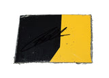 The 2022 Christopher Bell #20 DeWalt Racing yellow race-used sheet metal from Sonoma Raceway, signed by the driver. It includes a COA and fits inside a plastic toploader for display and protection, making it an ideal NASCAR collectible.