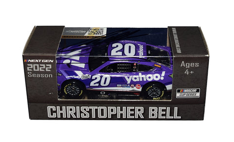 AUTOGRAPHED 2022 Christopher Bell #20 Yahoo Racing (Next Gen Car) Joe Gibbs Toyota Signed Action 1/64 Scale NASCAR Diecast Car with COA