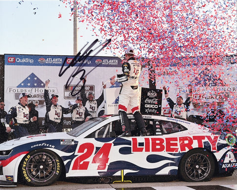 This exclusive collectible features an autographed 2023 William Byron #24 Axalta Racing ATLANTA WIN NASCAR photo, complete with a Certificate of Authenticity (COA) for assurance. Each signature is obtained through exclusive signings and garage area access via HOT Passes. With our 100% lifetime guarantee, you're assured of its authenticity. Limited in stock, so don't wait to add this rare piece to your collection or gift it to a fellow racing enthusiast!