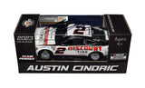 Autographed 2023 Austin Cindric #2 Discount Tire Racing diecast car. This collectible, signed through exclusive public and private signings with HOT Pass access, includes a Certificate of Authenticity and a lifetime authenticity guarantee. Ideal gift for NASCAR fans and collectors.