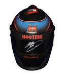 Side view of the 2023 Chase Elliott #9 Hooters Racing helmet, featuring the vibrant Hooters livery and signature details. This 1/2 scale replica is perfect for display and a rare collectible for fans. It makes an ideal gift for any NASCAR enthusiast. We’re always here to help with any questions.