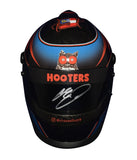 Side view of the 2023 Chase Elliott #9 Hooters Racing helmet, featuring the vibrant Hooters livery and signature details. This 1/2 scale replica is perfect for display and a rare collectible for fans. It makes an ideal gift for any NASCAR enthusiast. We’re always here to help with any questions.
