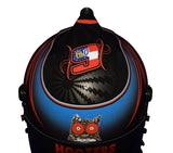 Autographed 2023 Chase Elliott #9 Hooters Racing helmet featuring vibrant orange and white Hooters branding. A collectible with COA, ideal for any NASCAR fan or memorabilia collector. Makes an amazing gift for racing enthusiasts. We are always here to assist with any questions about this exclusive item.