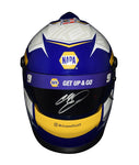 Close-up of the signed 2023 Chase Elliott #9 NAPA Racing mini helmet, showcasing the NAPA livery and Elliott’s signature. A must-have collectible for NASCAR enthusiasts, this helmet comes with a COA. Perfect for display or as a gift for any racing fan. Feel free to ask us for more information.