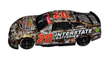 The 2023 Christopher Bell #20 Interstate Batteries Camo NASCAR Salutes diecast car, featuring Christopher Bell's signature obtained through exclusive public and private signings. Comes with a Certificate of Authenticity and a lifetime authenticity guarantee.