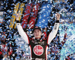 Commemorate Christopher Bell's 2023 Homestead win with this autographed 8x10 photo from Victory Lane, featuring confetti and his #20 Rheem Racing car. A must-have for collectors.