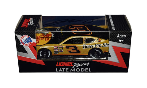 The 2023 Josh Berry #3 Bass Pro Shops Racing Late Model diecast car is hand-signed on the top by Josh Berry. This 1/64 scale collectible is perfect for NASCAR enthusiasts and collectors.
